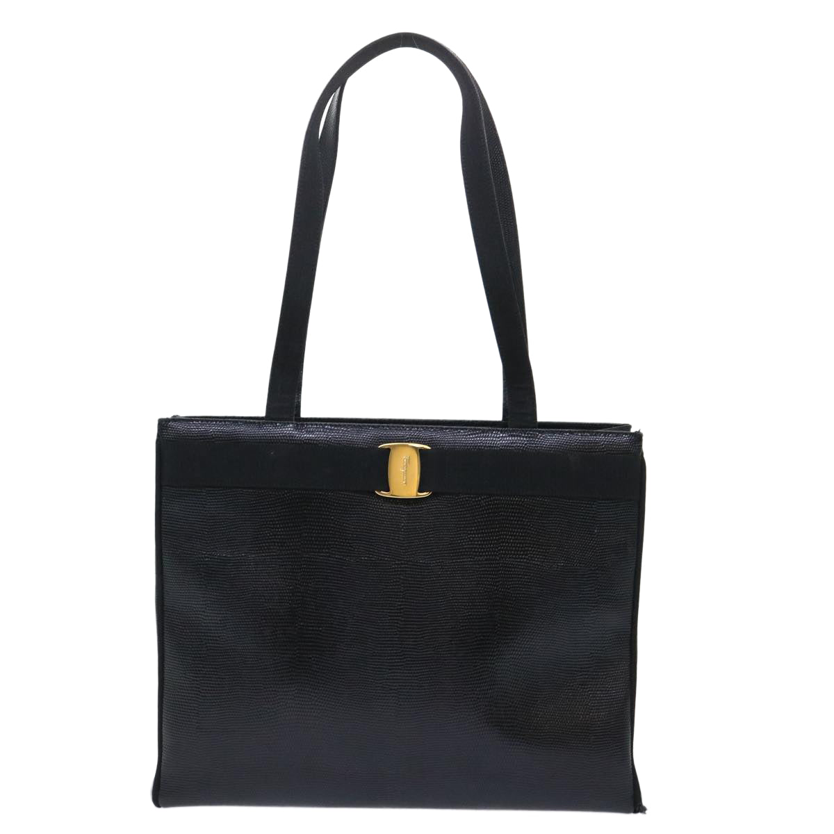Salvatore Ferragamo Shoulder Bag Leather Black Auth bs7628 - 0