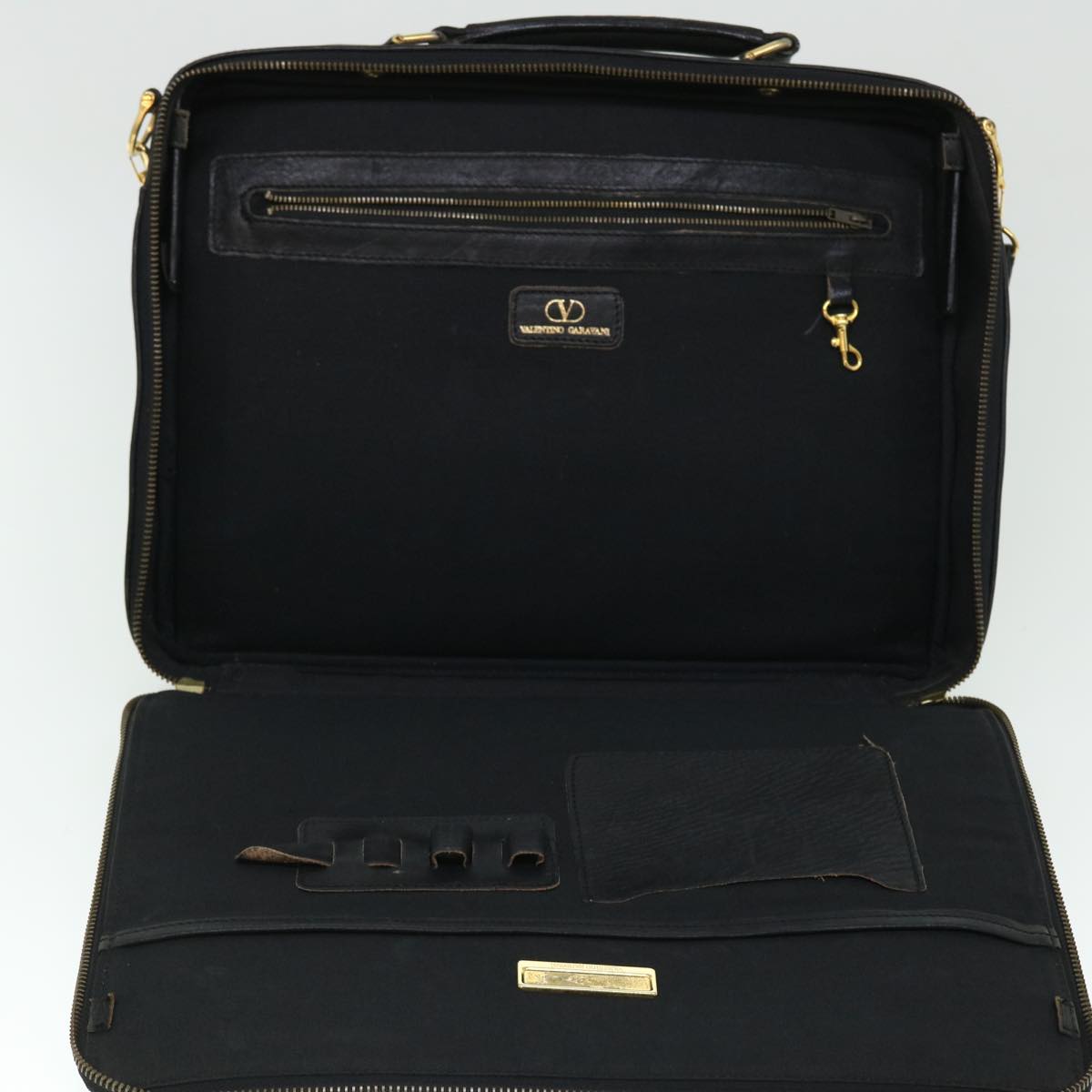 VALENTINO Shoulder Bag Leather 2Set Black Auth bs7631