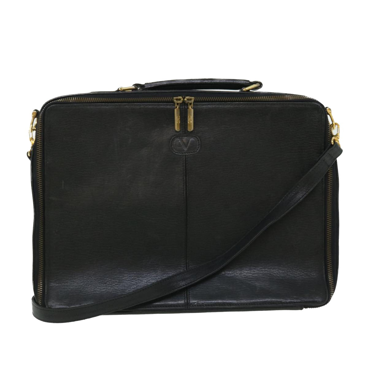 VALENTINO Shoulder Bag Leather 2Set Black Auth bs7631 - 0