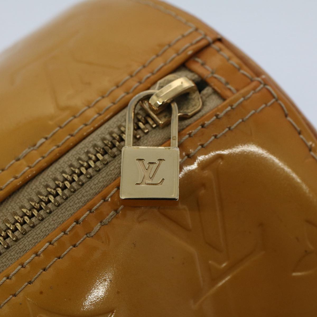 LOUIS VUITTON Monogram Vernis Bedford Hand Bag Beige M91006 LV Auth bs7636