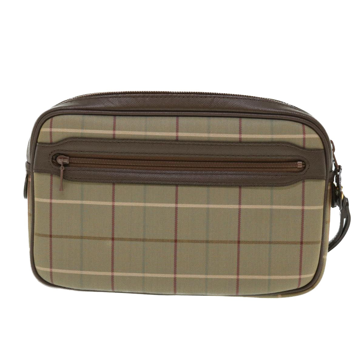 Burberrys Nova Check Clutch Bag Canvas Leather Brown Auth bs7645 - 0