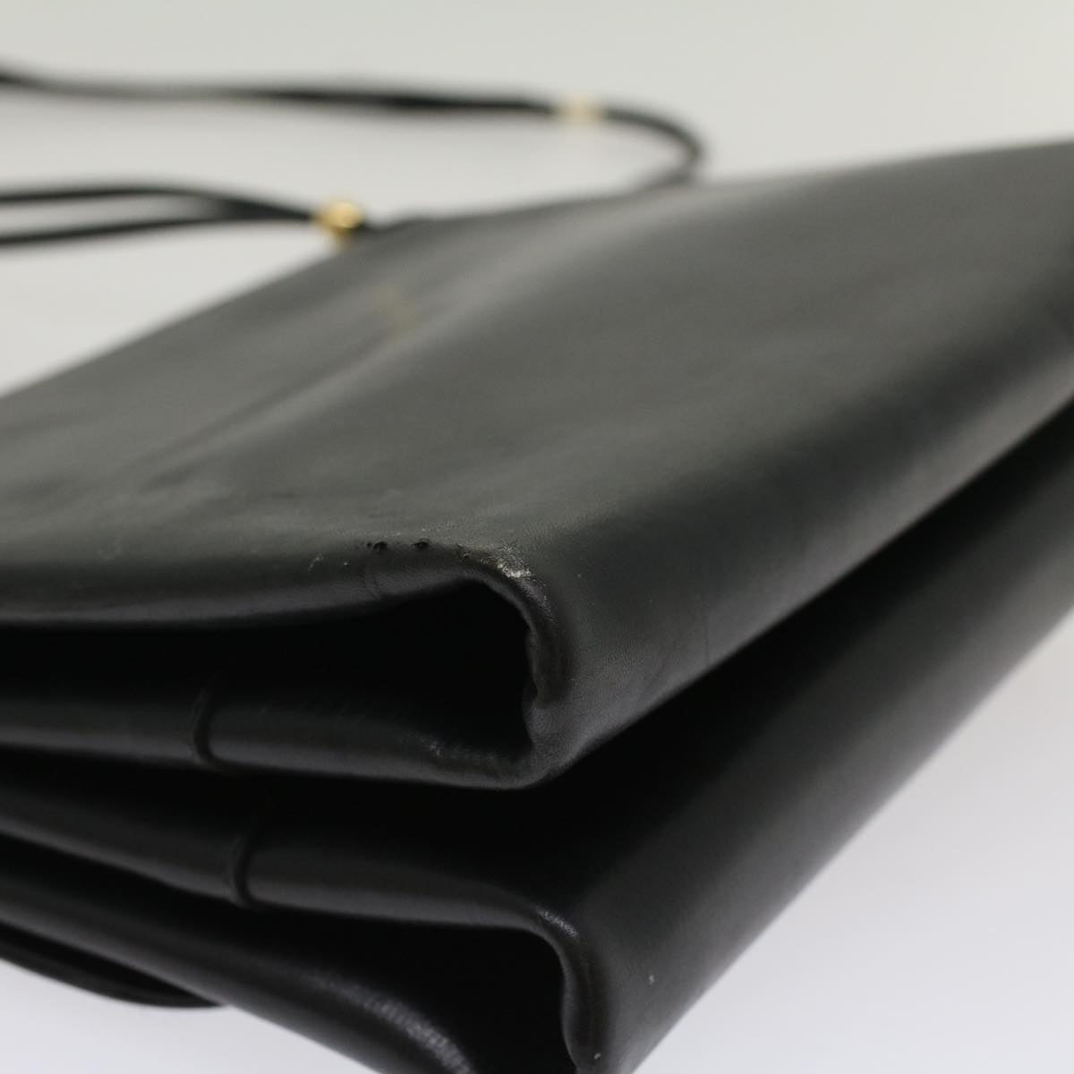 BALLY Shoulder Bag Leather Black Auth bs7658