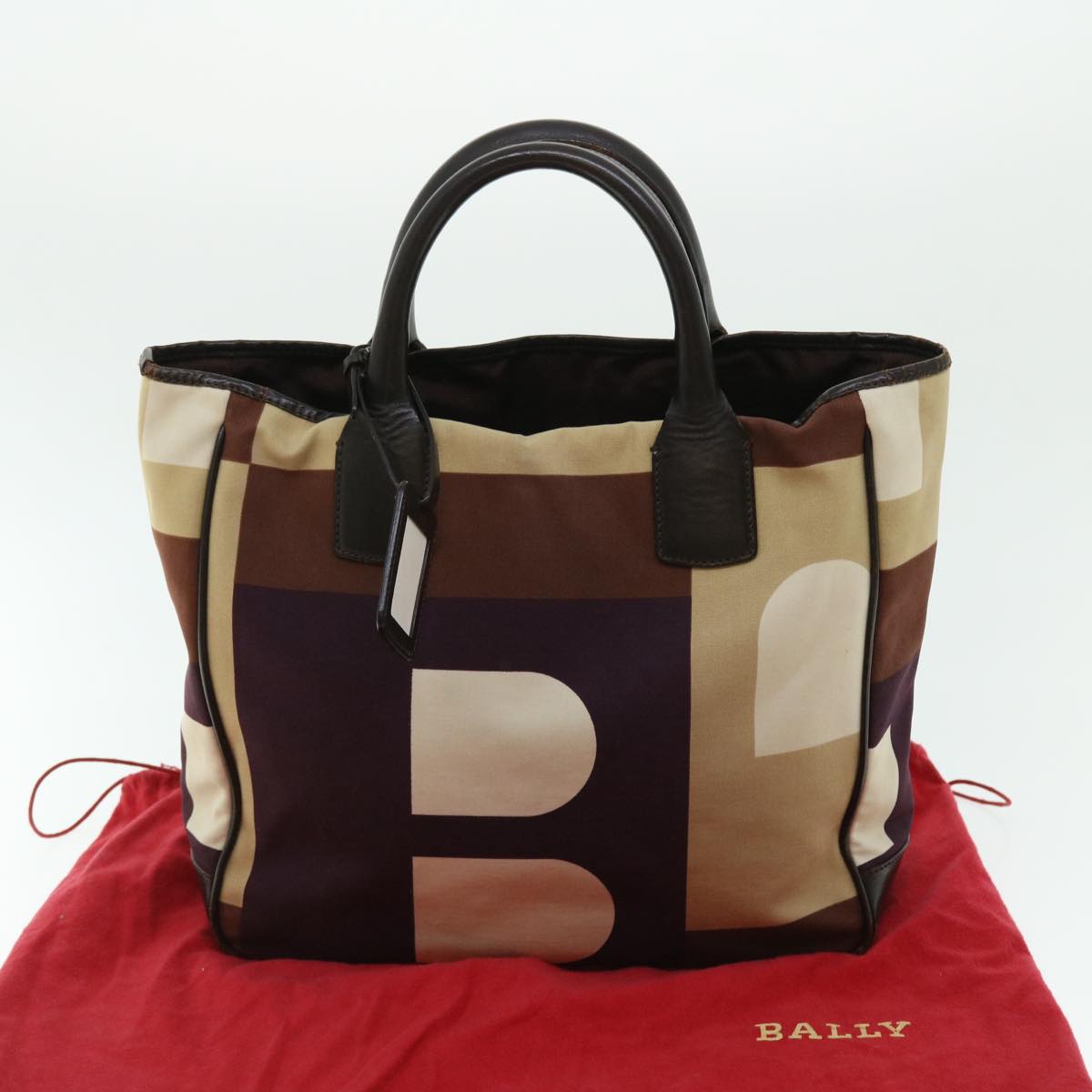 BALLY Tote Bag Canvas Brown Auth bs7659