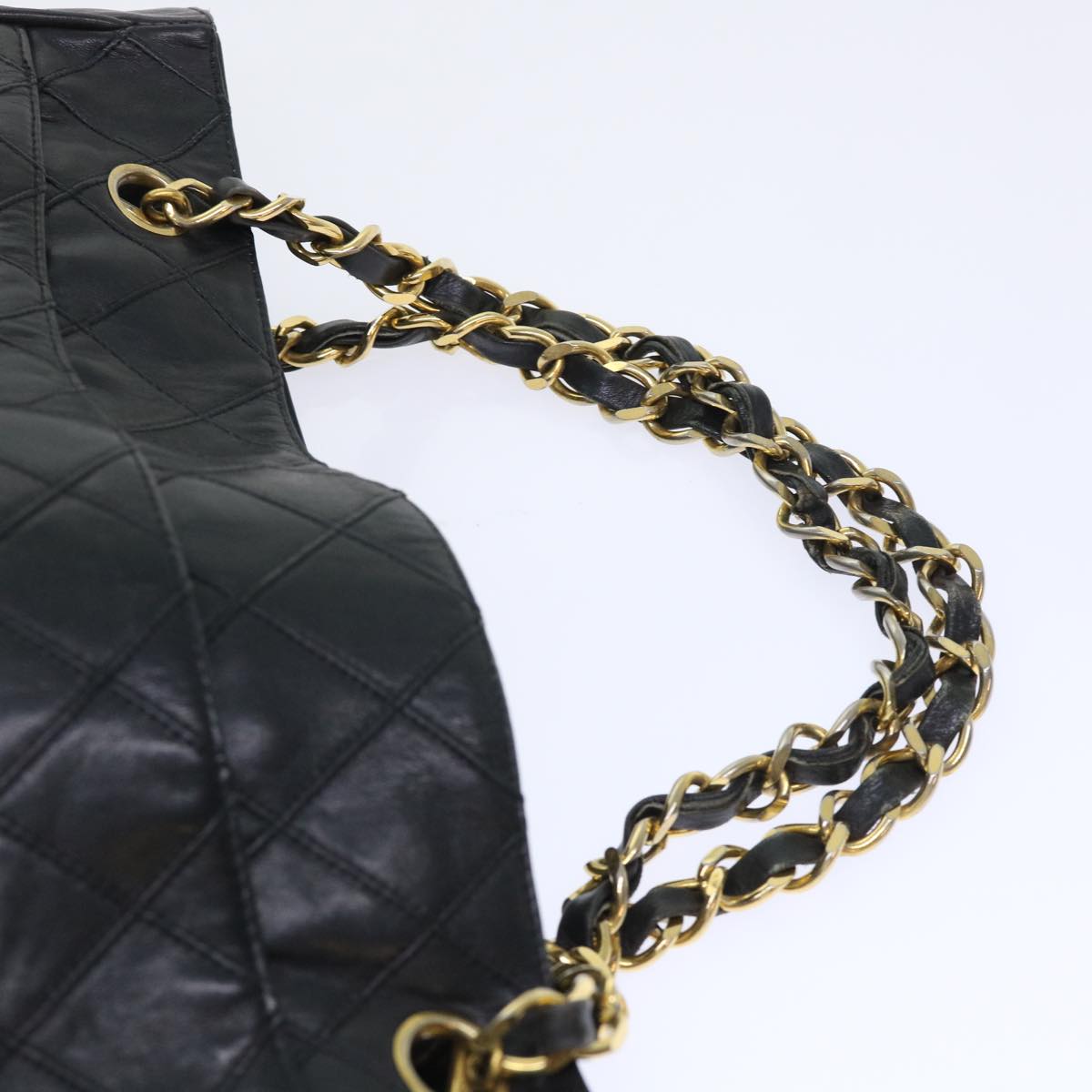 CHANEL Bicolole Chain Shoulder Bag Leather Black CC Auth bs7687