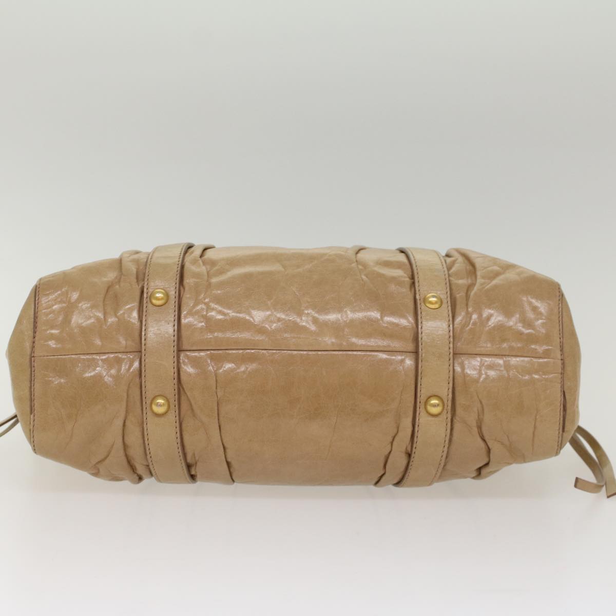 Miu Miu Shoulder Bag Leather 2way Beige Auth bs7697