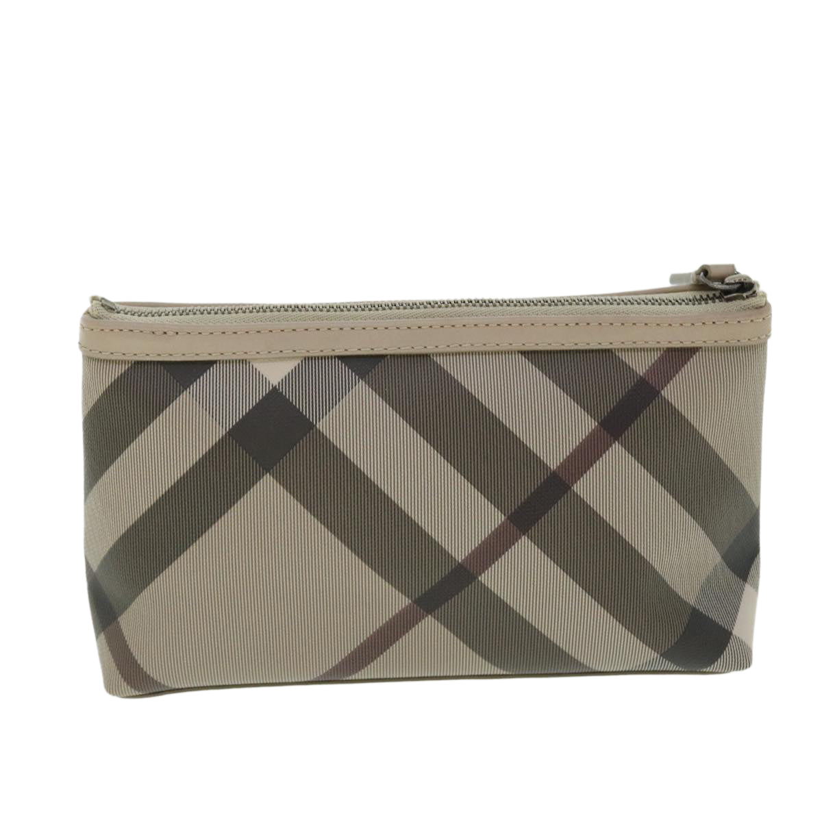 BURBERRY Nova Check Pouch PVC Leather Beige Auth bs7701 - 0