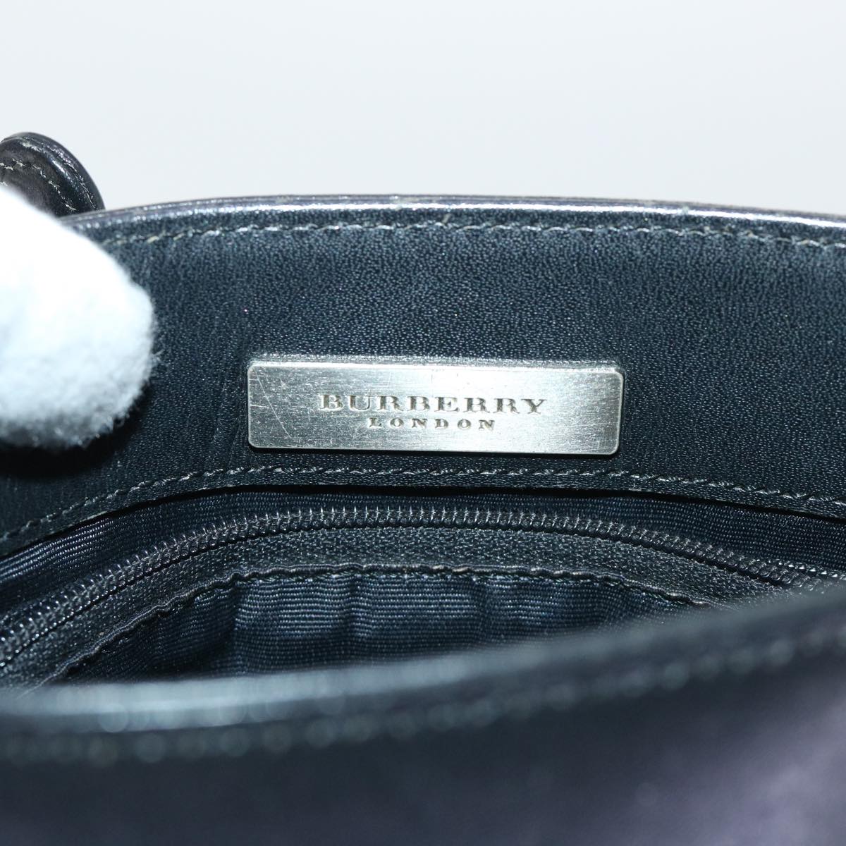 BURBERRY Shoulder Bag Leather Suede Black Auth bs7703