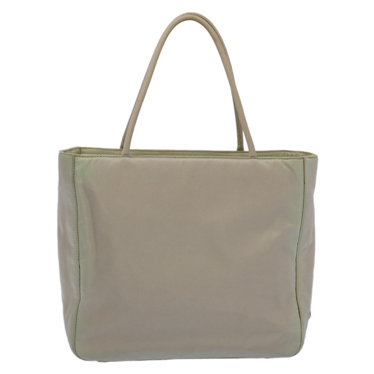 PRADA Hand Bag Nylon Beige Auth bs7714