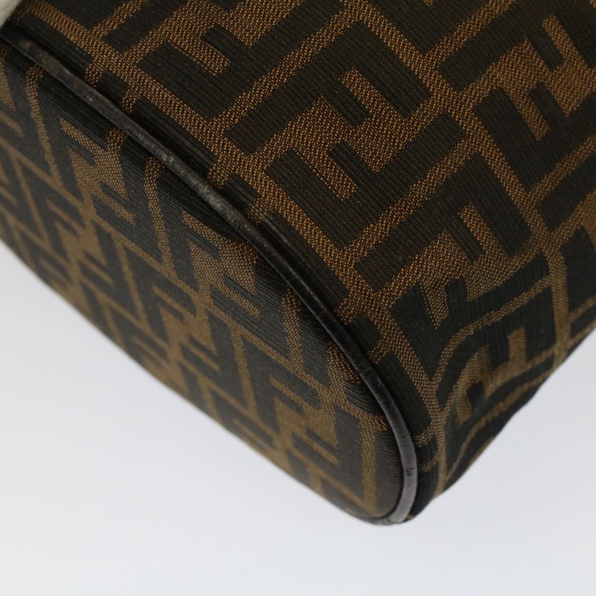 FENDI Zucca Canvas Vanity Cosmetic Pouch Black Brown Auth bs7733