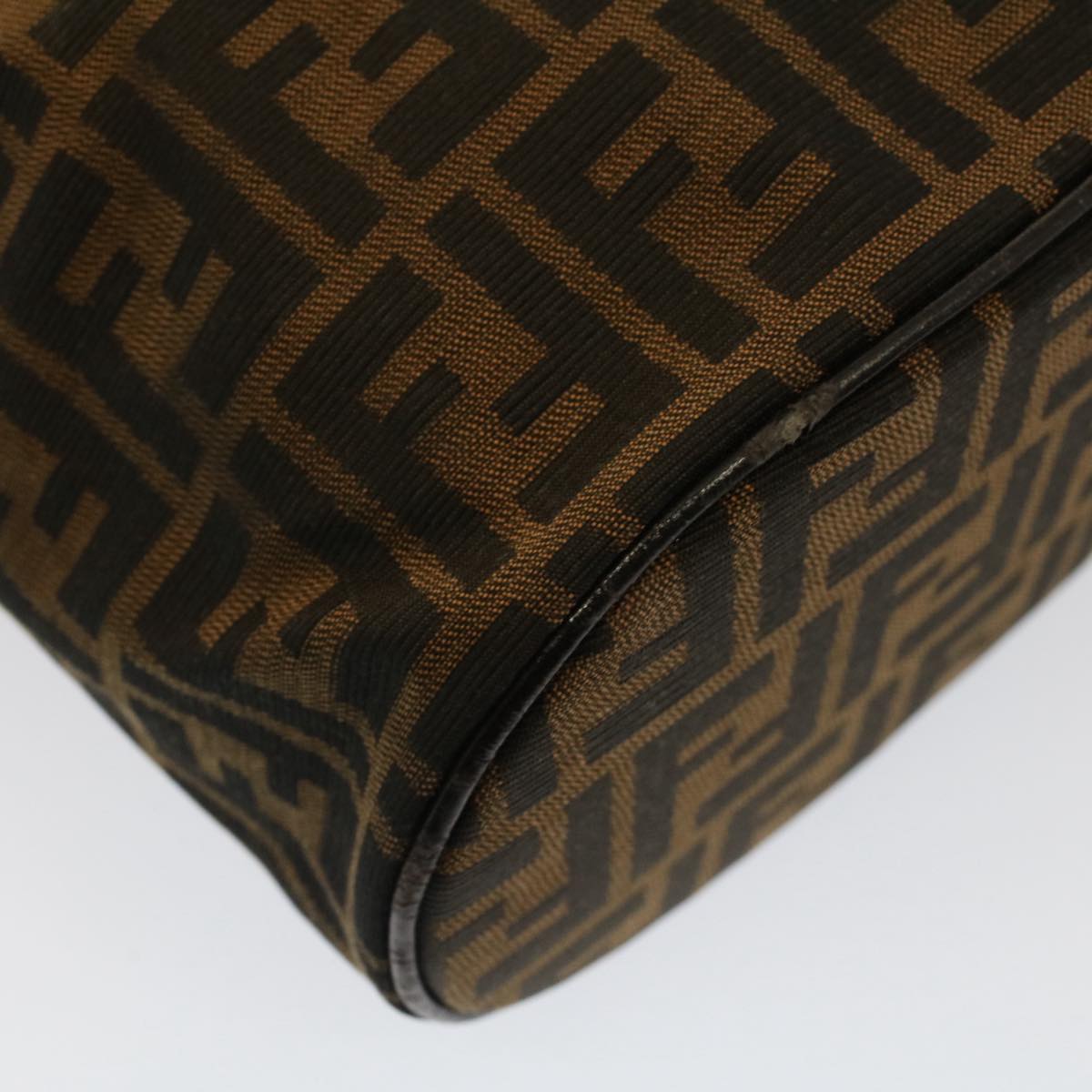 FENDI Zucca Canvas Vanity Cosmetic Pouch Black Brown Auth bs7733