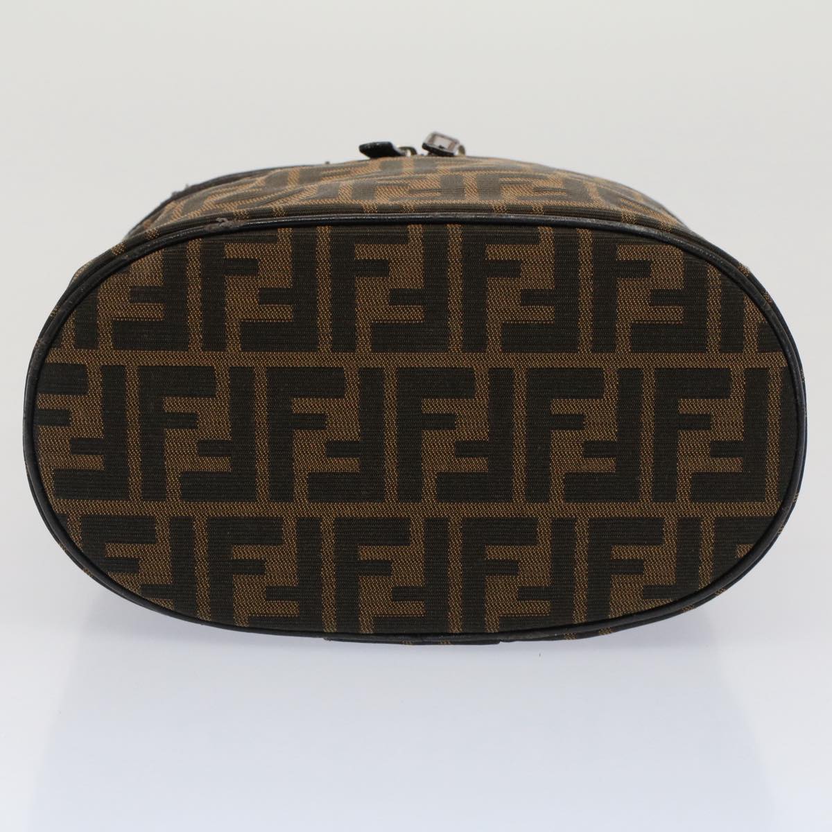 FENDI Zucca Canvas Vanity Cosmetic Pouch Black Brown Auth bs7733