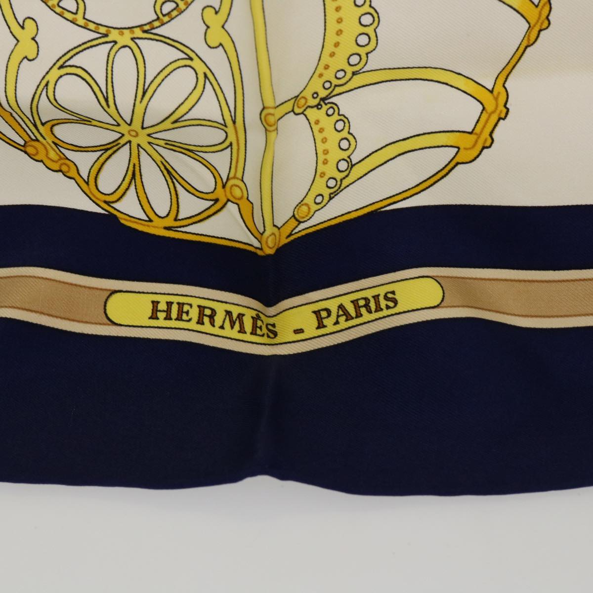 HERMES Carre 90 LES MUSEROLLES Scarf Silk Navy Auth bs7737