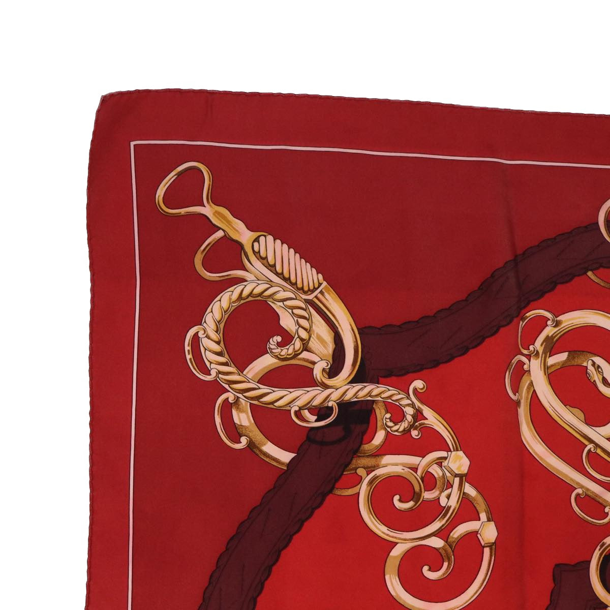 HERMES Carre 90 SPRINGS Scarf Silk Red Auth bs7741