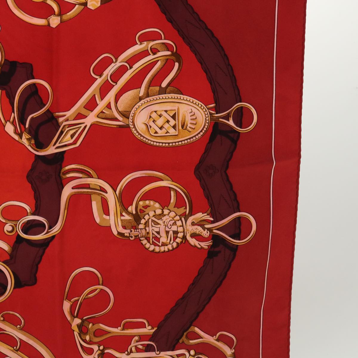 HERMES Carre 90 SPRINGS Scarf Silk Red Auth bs7741
