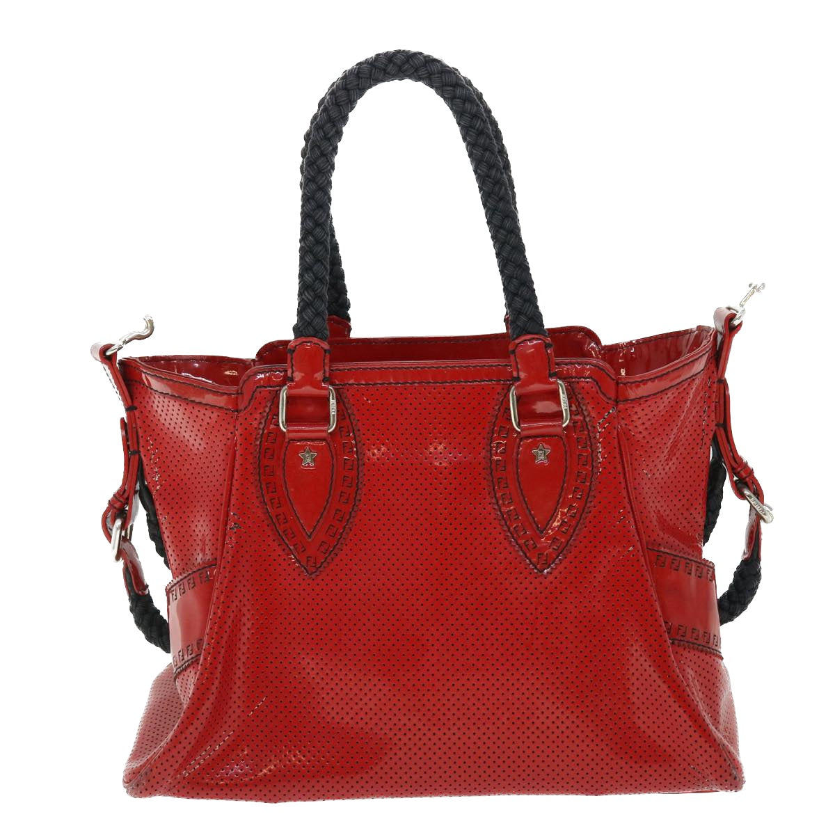 FENDI Hand Bag Enamel Red Auth bs7758 - 0