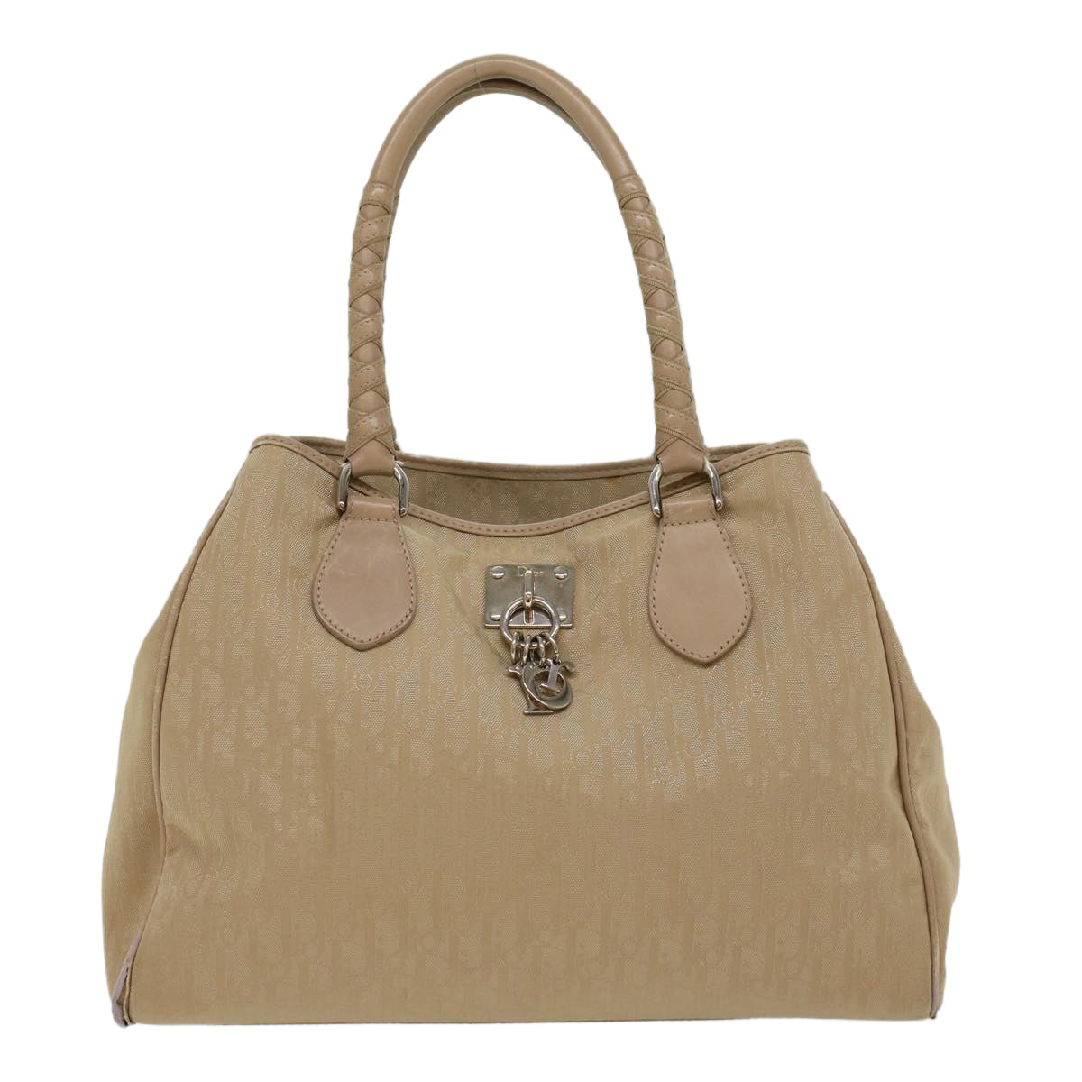 Christian Dior Trotter Canvas Shoulder Bag Beige Auth bs7762