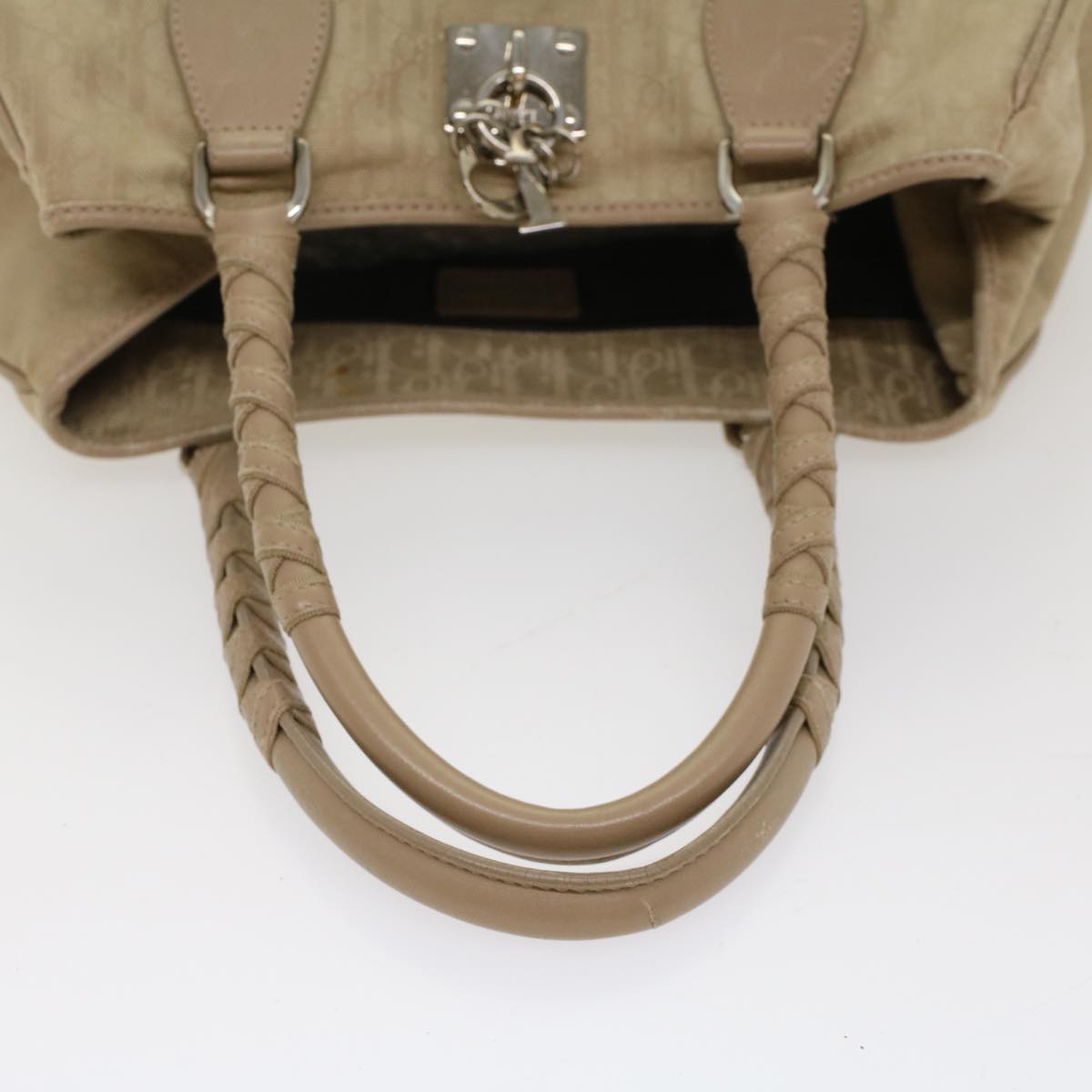 Christian Dior Trotter Canvas Shoulder Bag Beige Auth bs7762