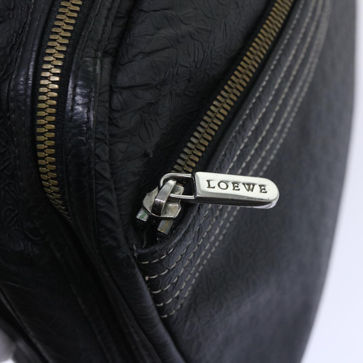 LOEWE Anagram Hand Bag Leather 2way Black Auth bs7764