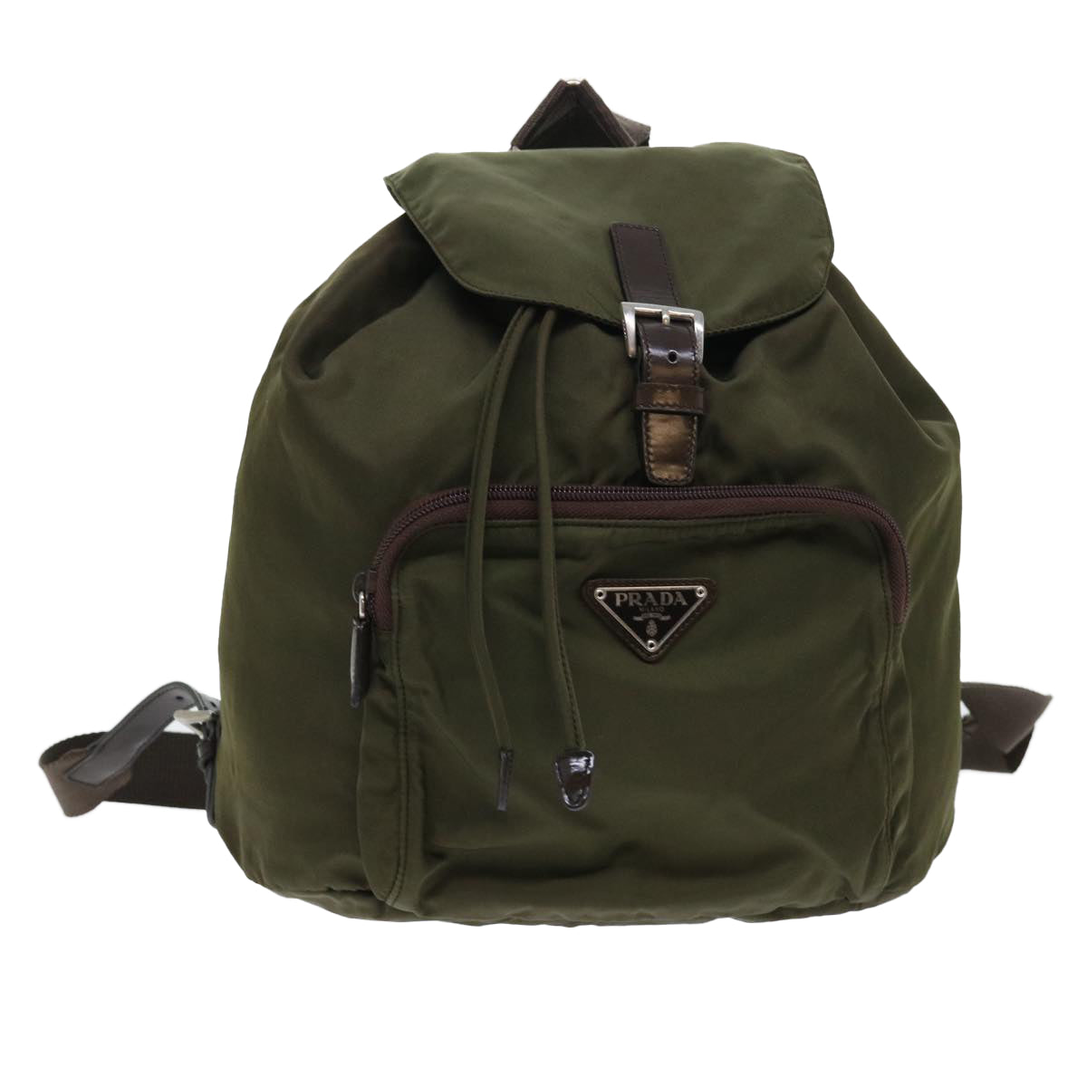 PRADA Backpack Nylon Khaki Auth bs7768