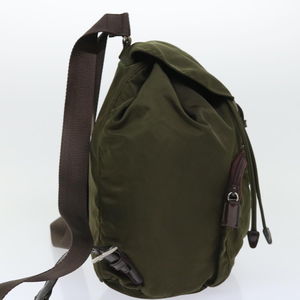 PRADA Backpack Nylon Khaki Auth bs7768