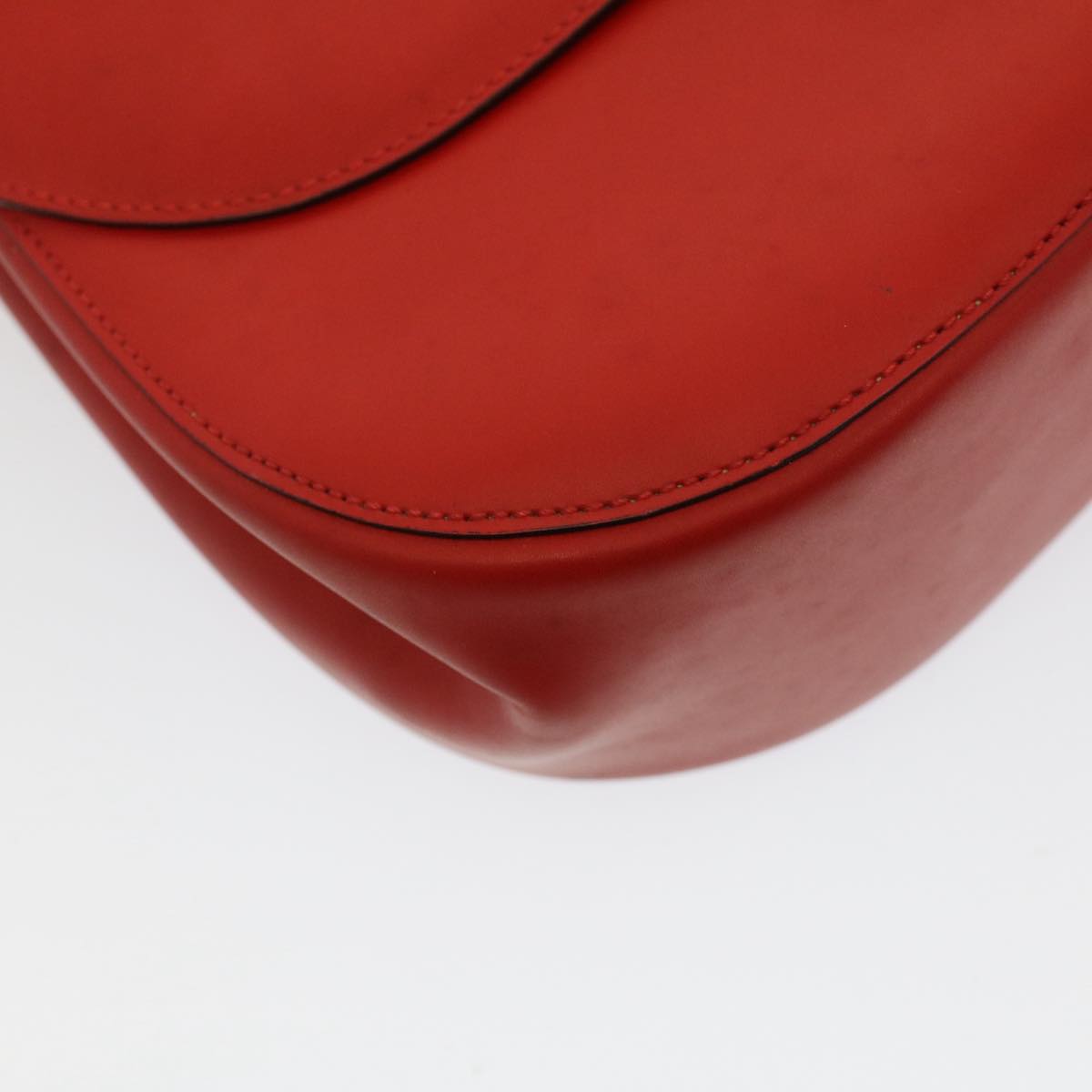 CELINE Shoulder Bag Leather Red Auth bs7778