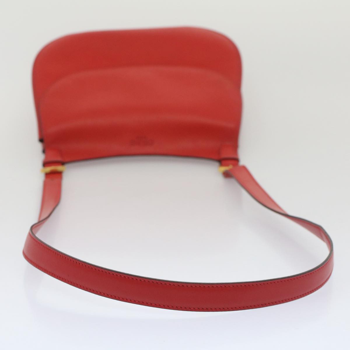 CELINE Shoulder Bag Leather Red Auth bs7778