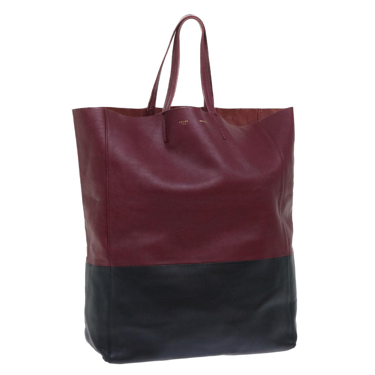 CELINE Tote Bag Leather Wine Red Auth bs7779