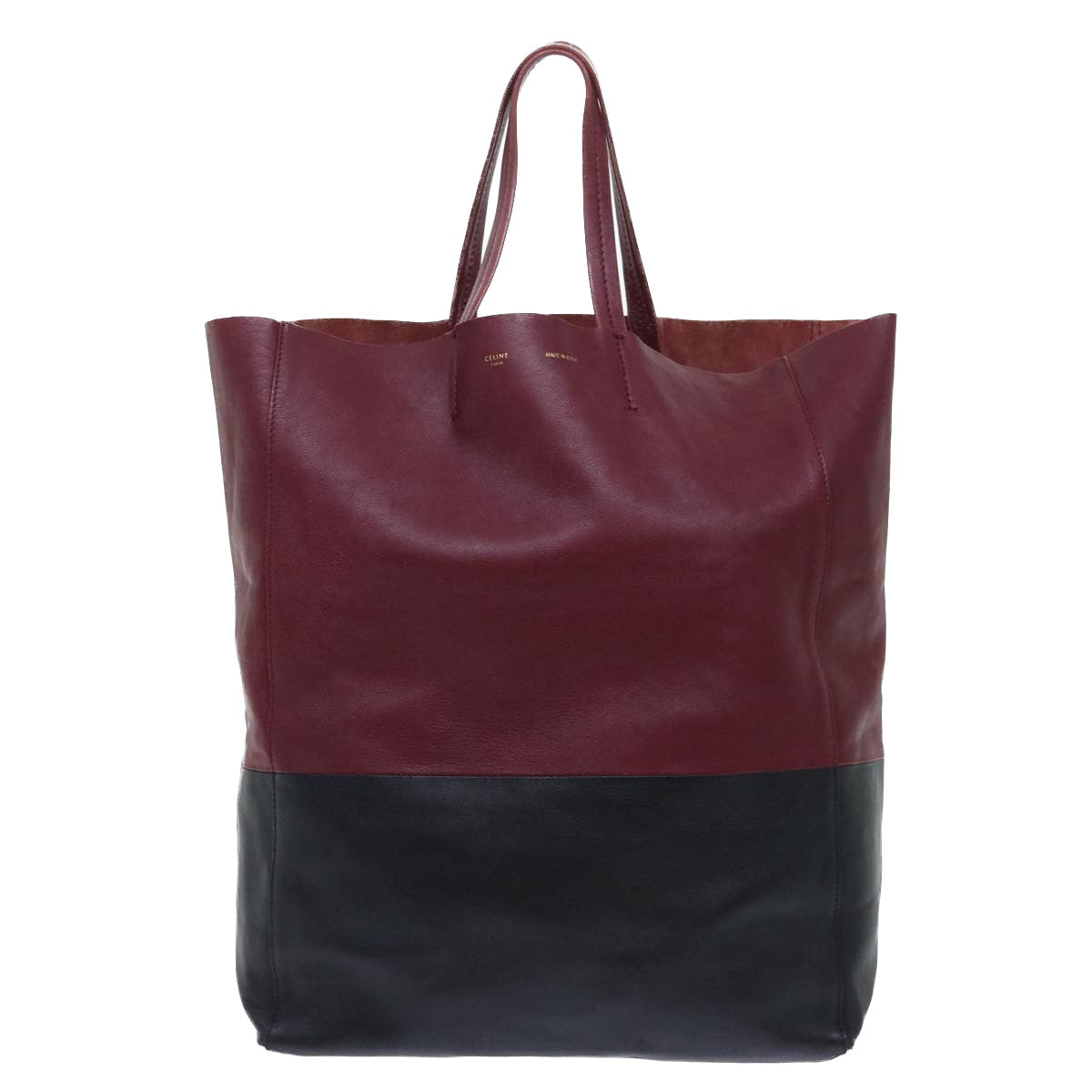 CELINE Tote Bag Leather Wine Red Auth bs7779