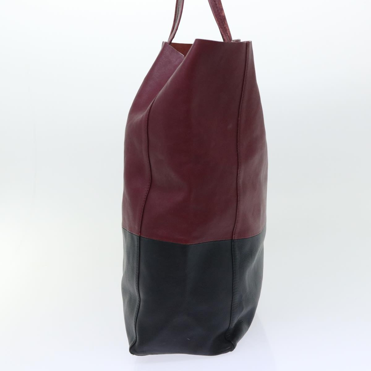 CELINE Tote Bag Leather Wine Red Auth bs7779