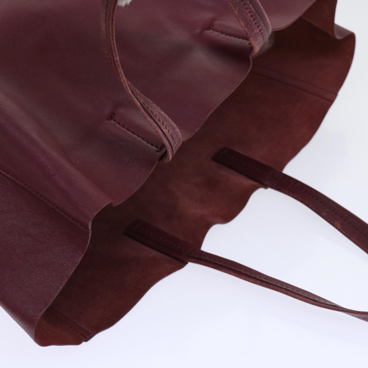 CELINE Tote Bag Leather Wine Red Auth bs7779