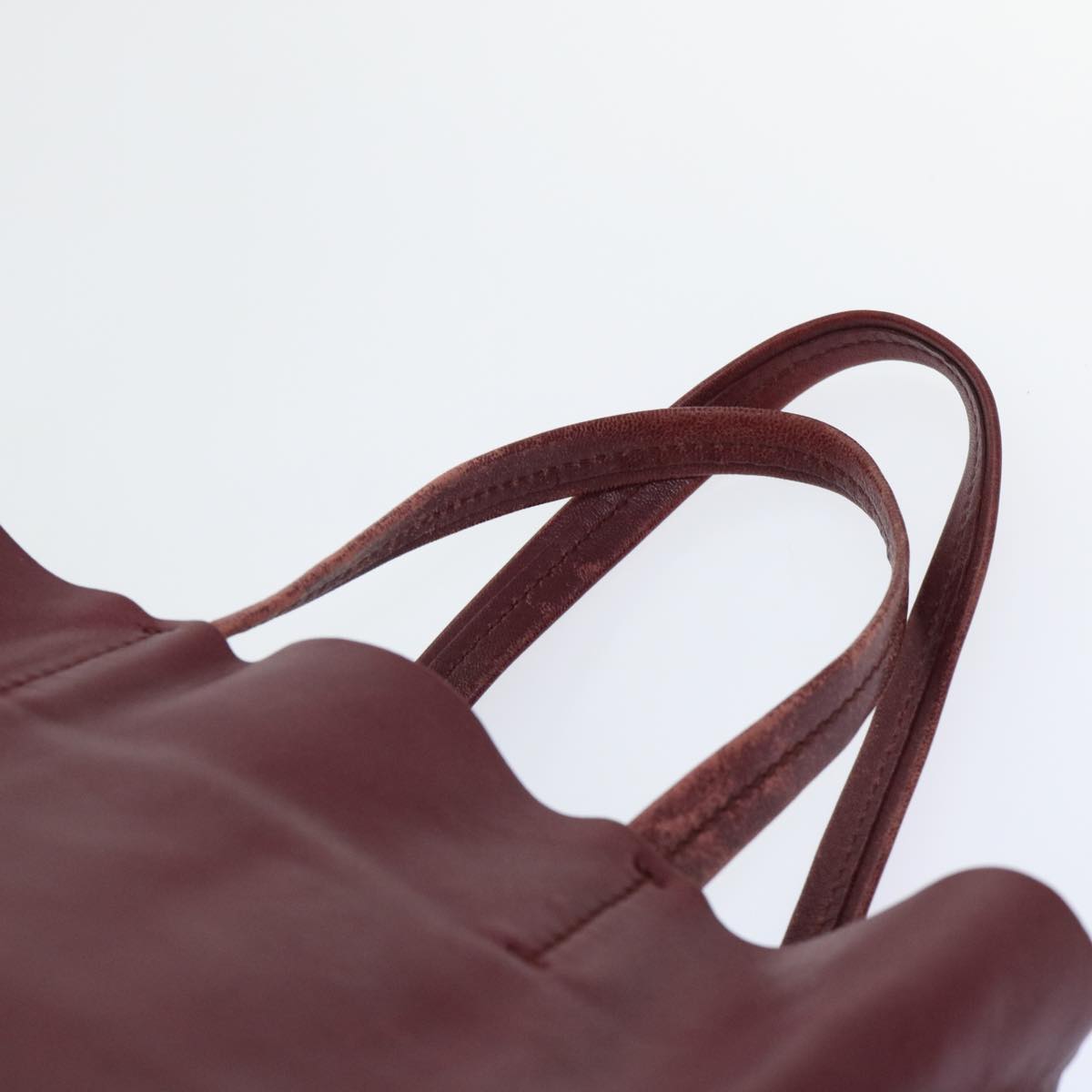 CELINE Tote Bag Leather Wine Red Auth bs7779