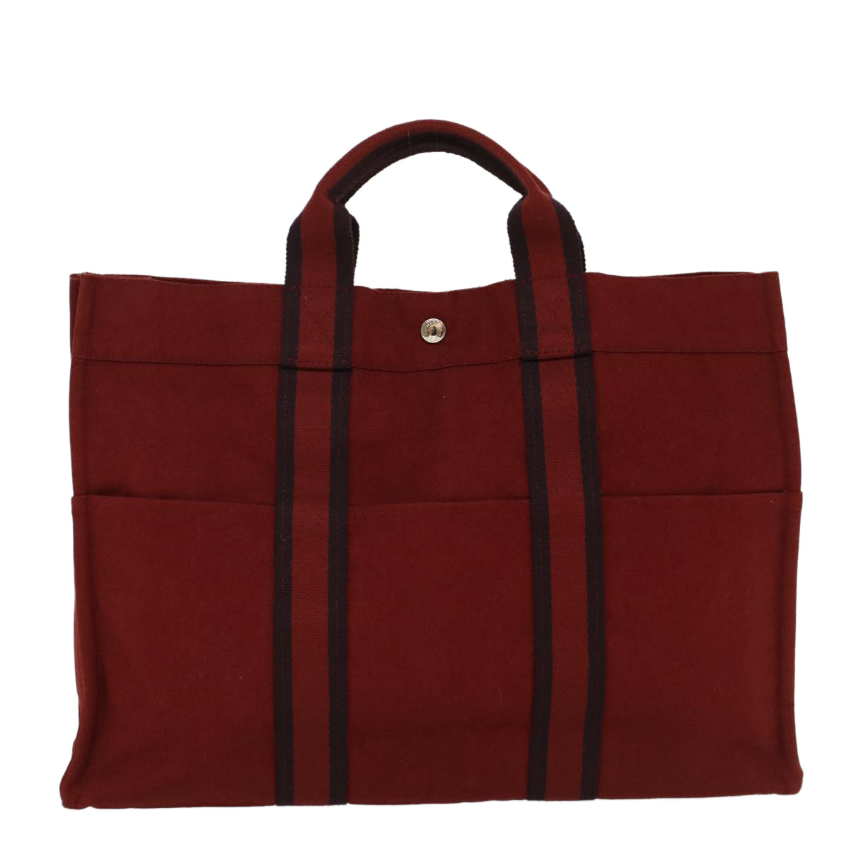 HERMES Fourre Tout MM Tote Bag Canvas Red Auth bs7803