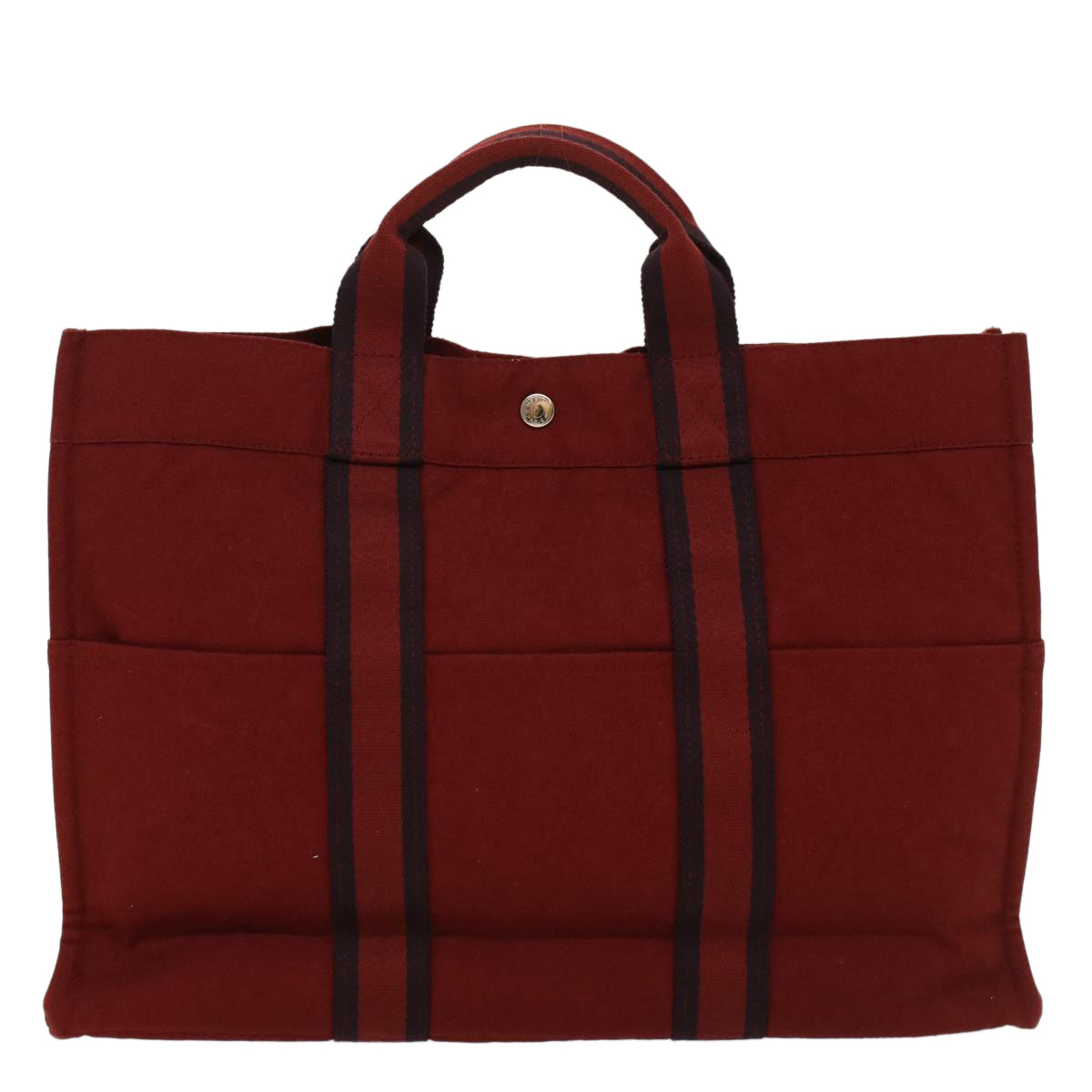 HERMES Fourre Tout MM Tote Bag Canvas Red Auth bs7803