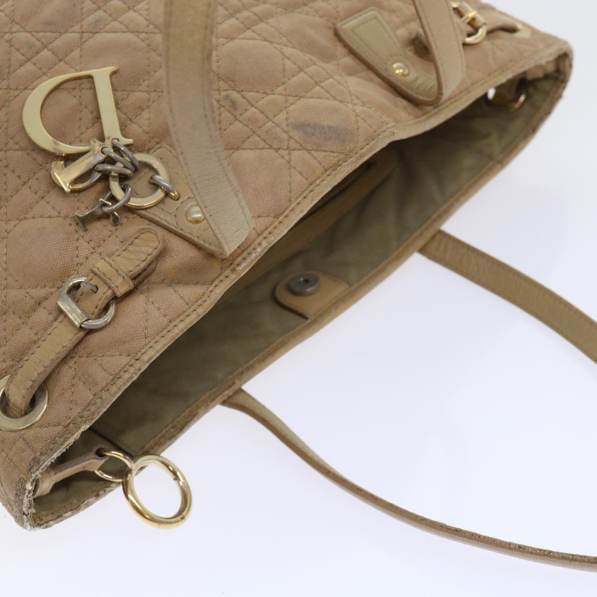 Christian Dior Canage Shoulder Bag Coated Canvas Beige Brown Auth bs7808