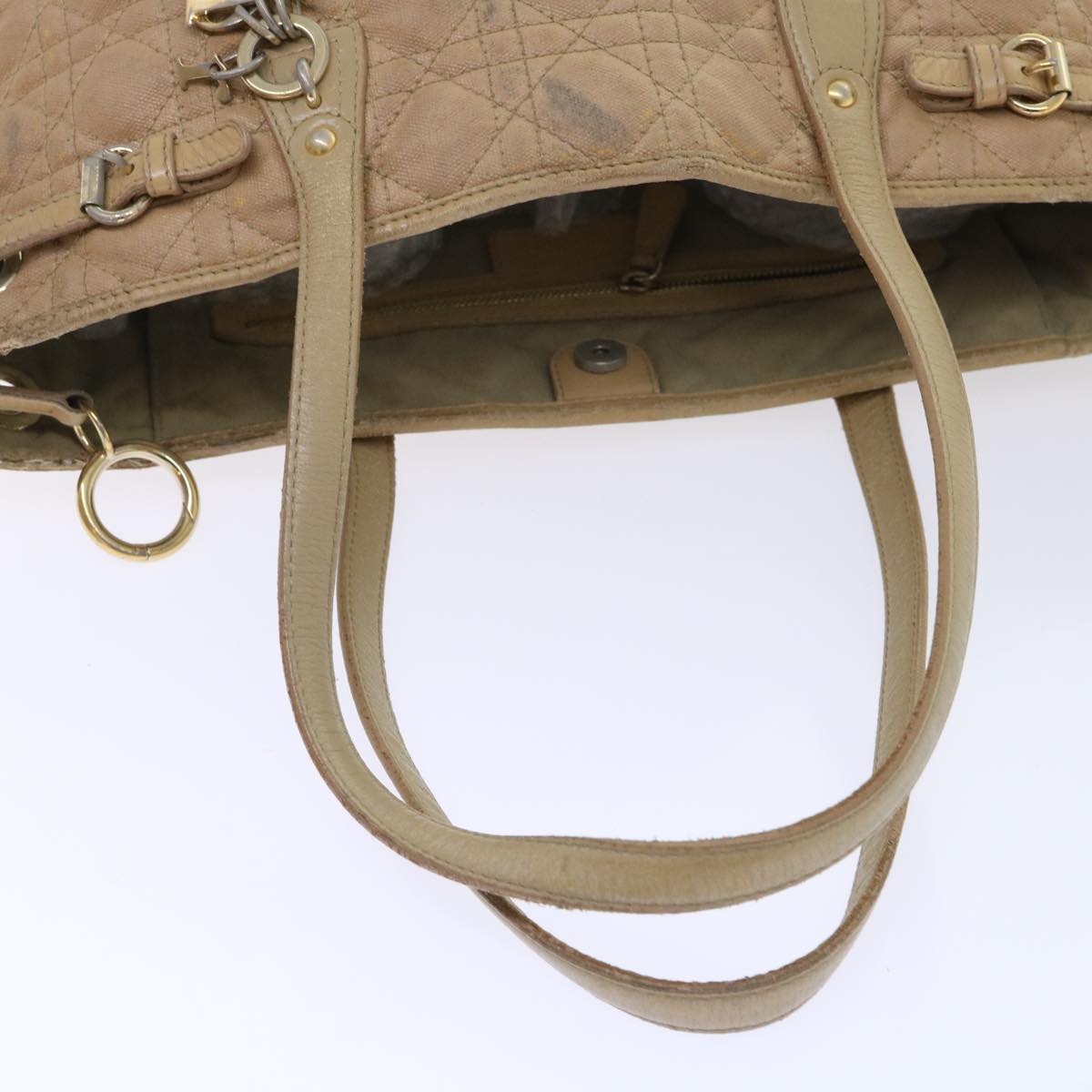 Christian Dior Canage Shoulder Bag Coated Canvas Beige Brown Auth bs7808