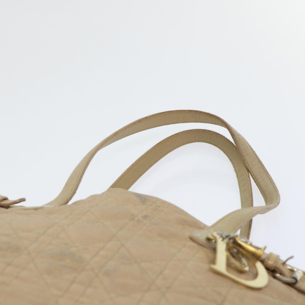 Christian Dior Canage Shoulder Bag Coated Canvas Beige Brown Auth bs7808