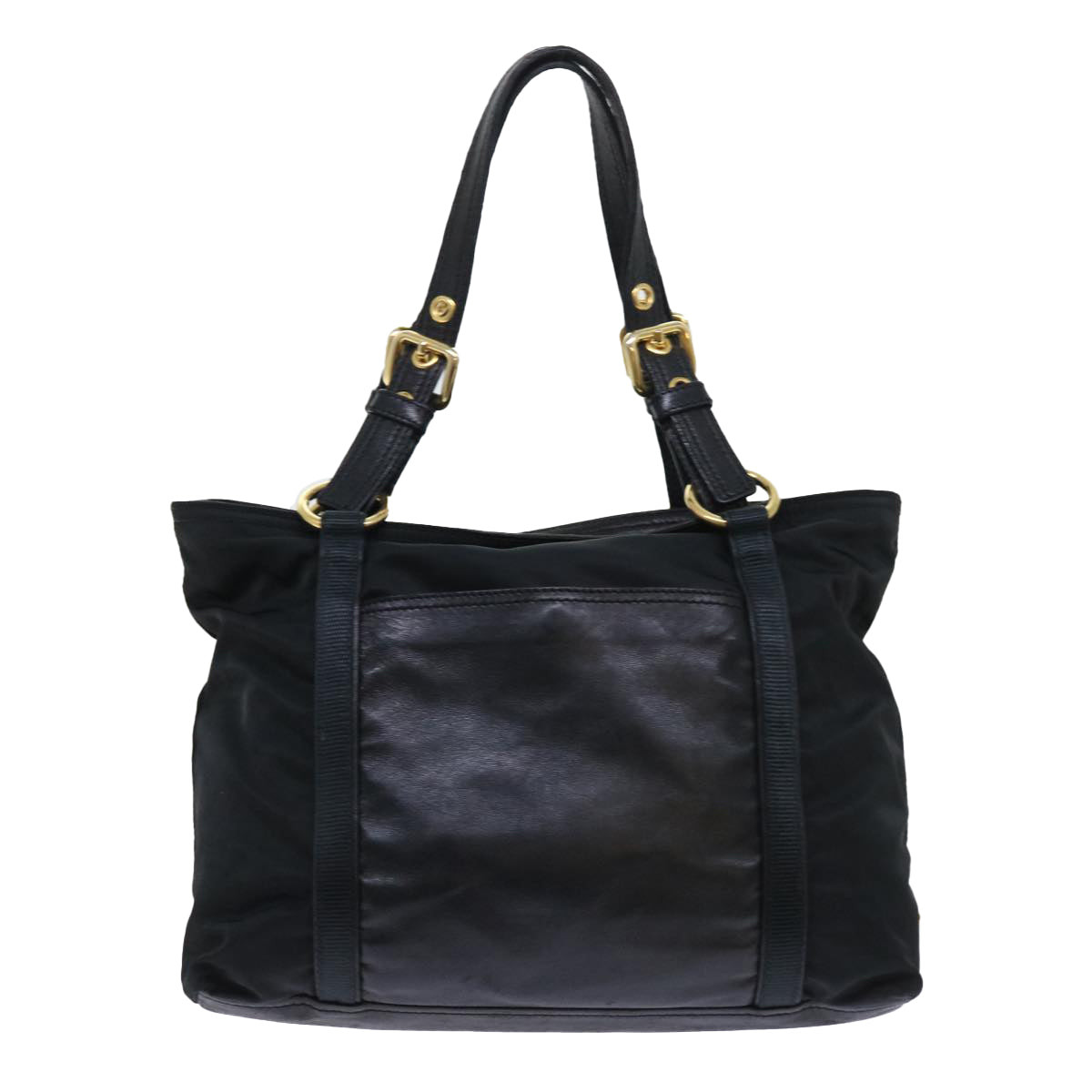 PRADA Shoulder Bag Leather nylon Black Auth bs7809 - 0