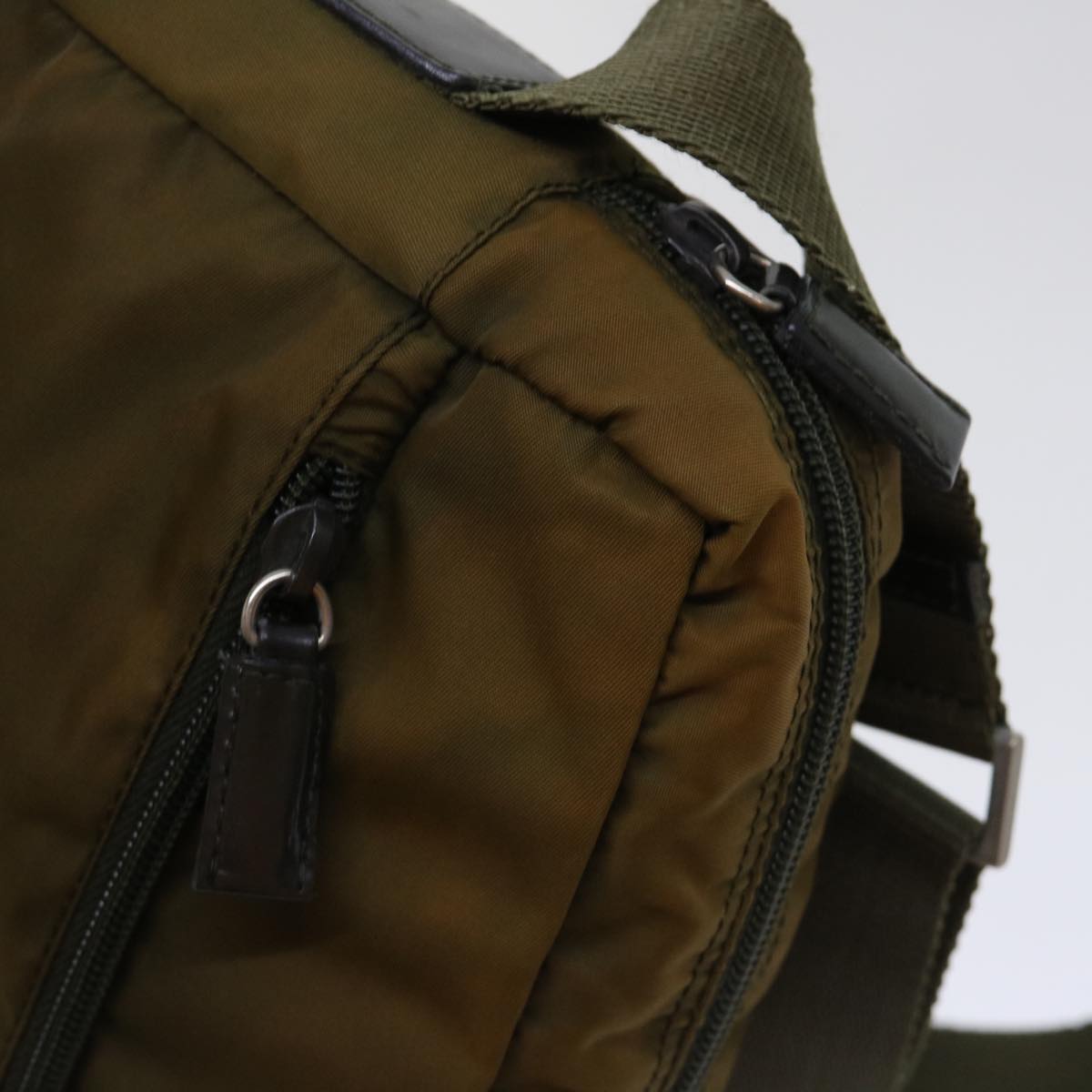 PRADA Shoulder Bag Nylon Khaki Auth bs7817