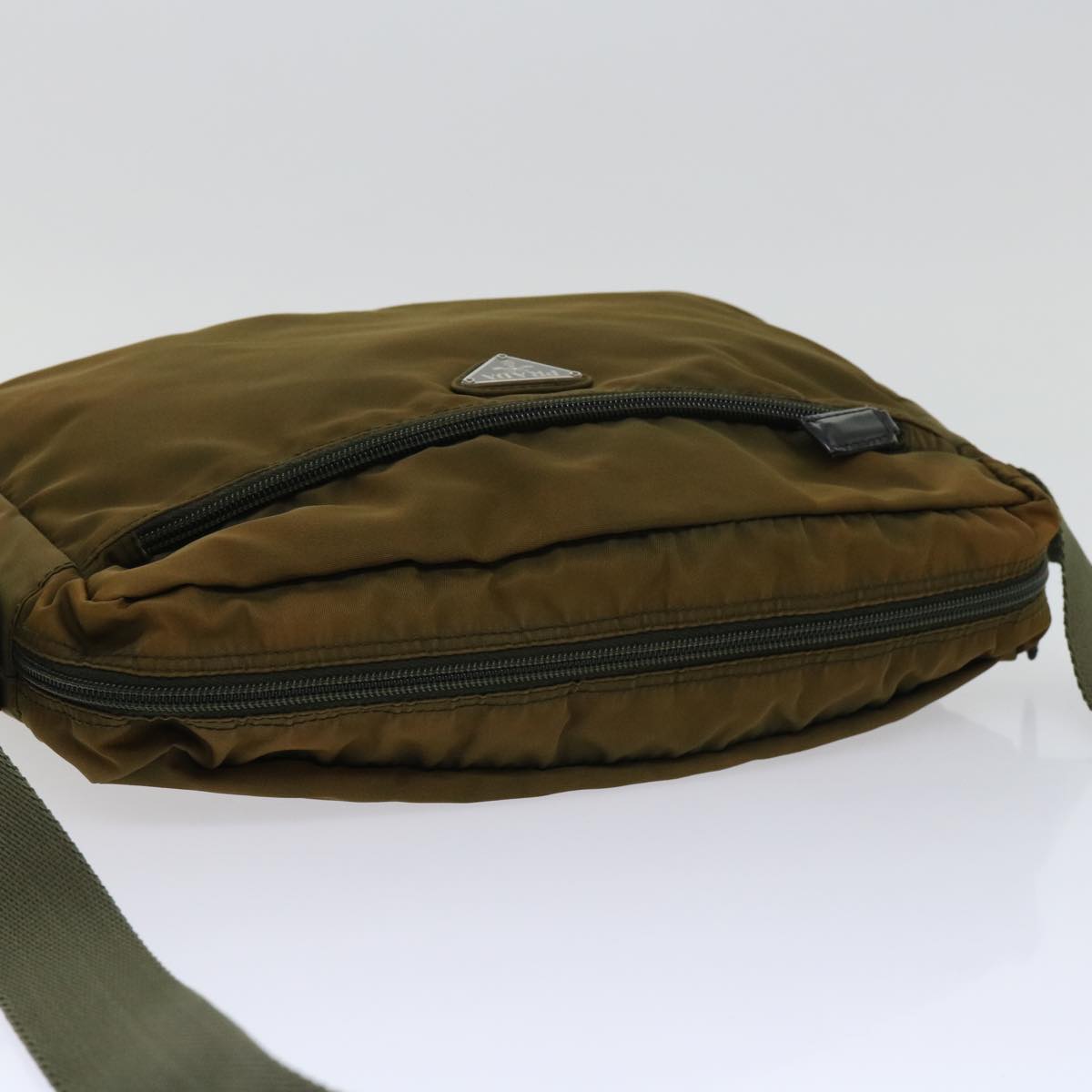 PRADA Shoulder Bag Nylon Khaki Auth bs7817