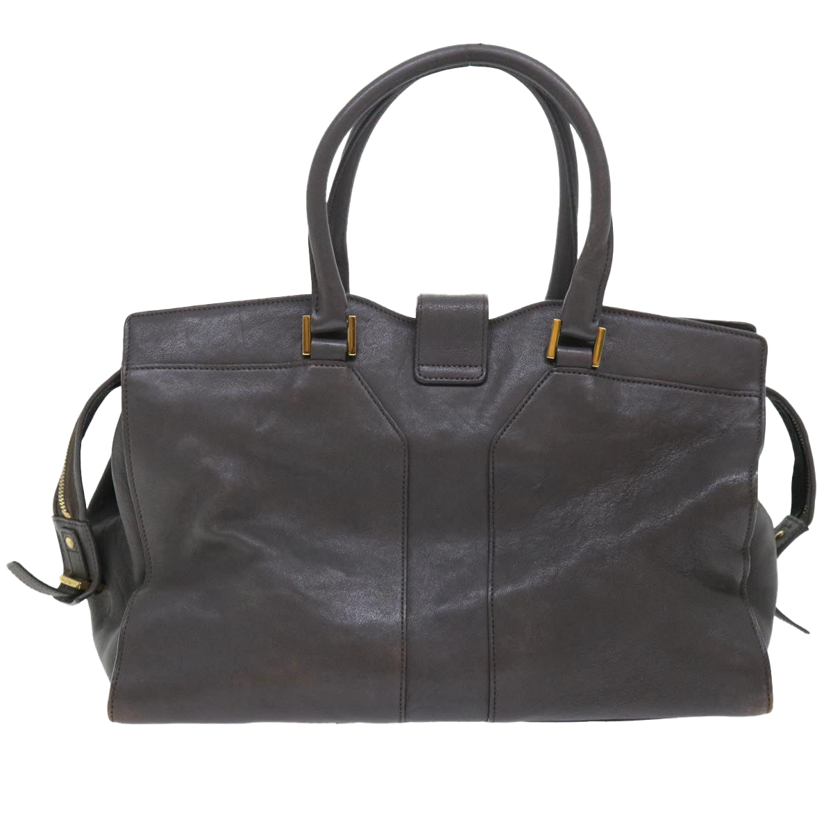 SAINT LAURENT Hand Bag Leather Gray Auth bs7826 - 0