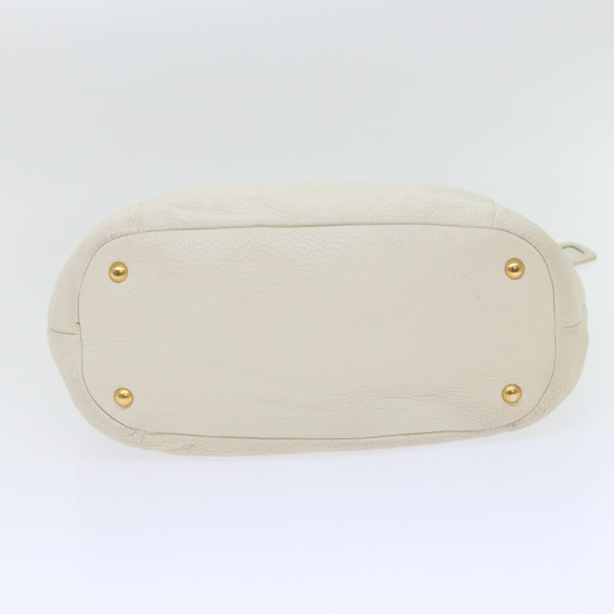 PRADA Shoulder Bag Leather White Auth bs7829