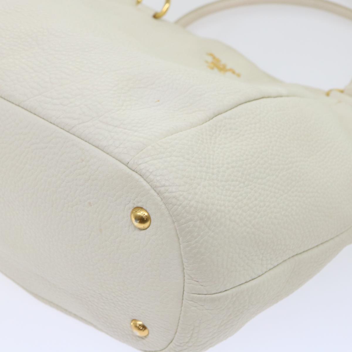 PRADA Shoulder Bag Leather White Auth bs7829