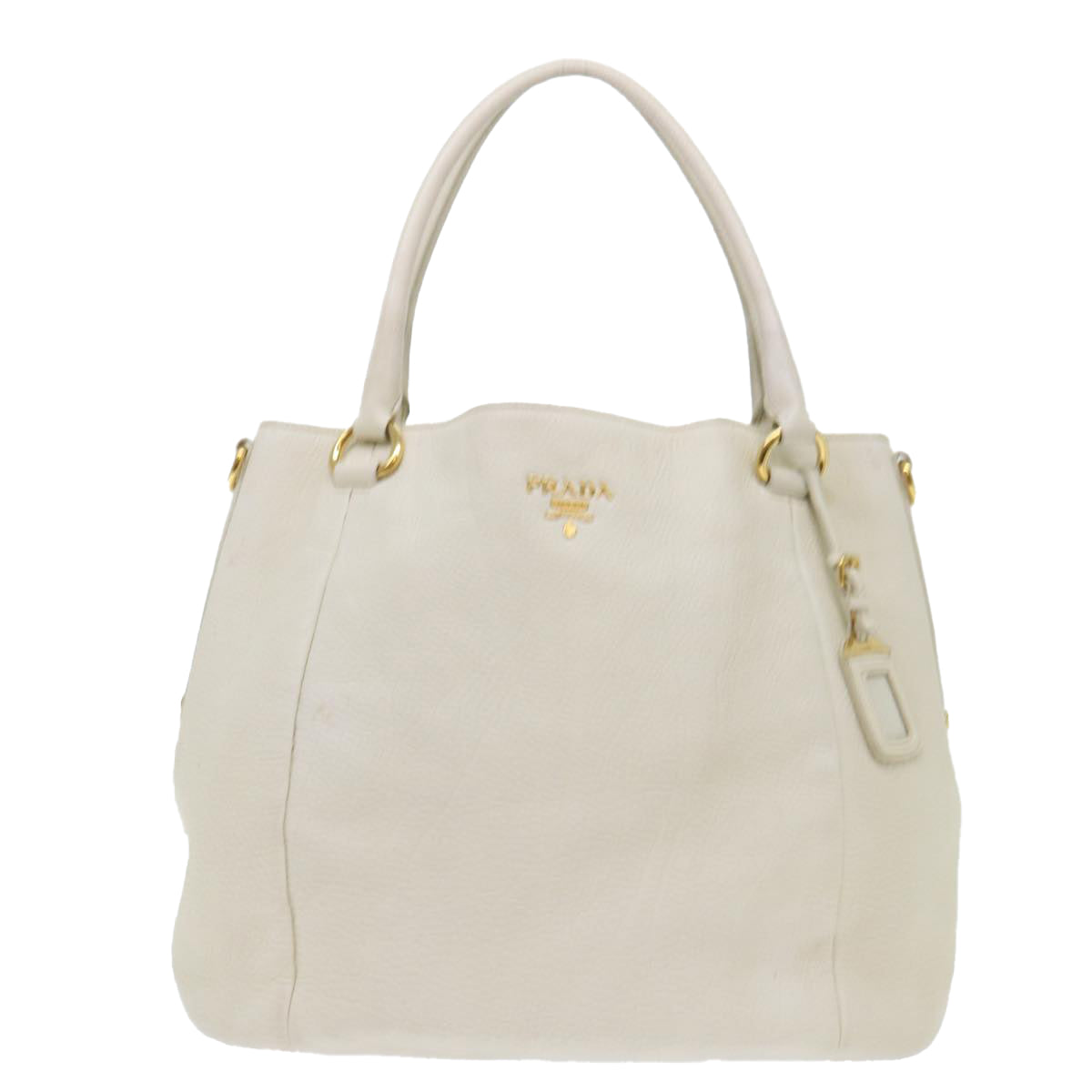 PRADA Shoulder Bag Leather White Auth bs7829