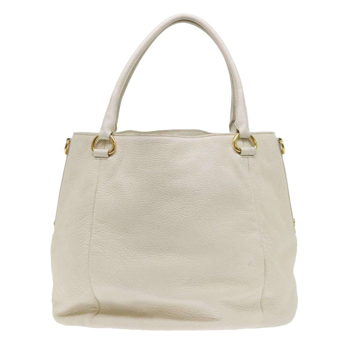 PRADA Shoulder Bag Leather White Auth bs7829