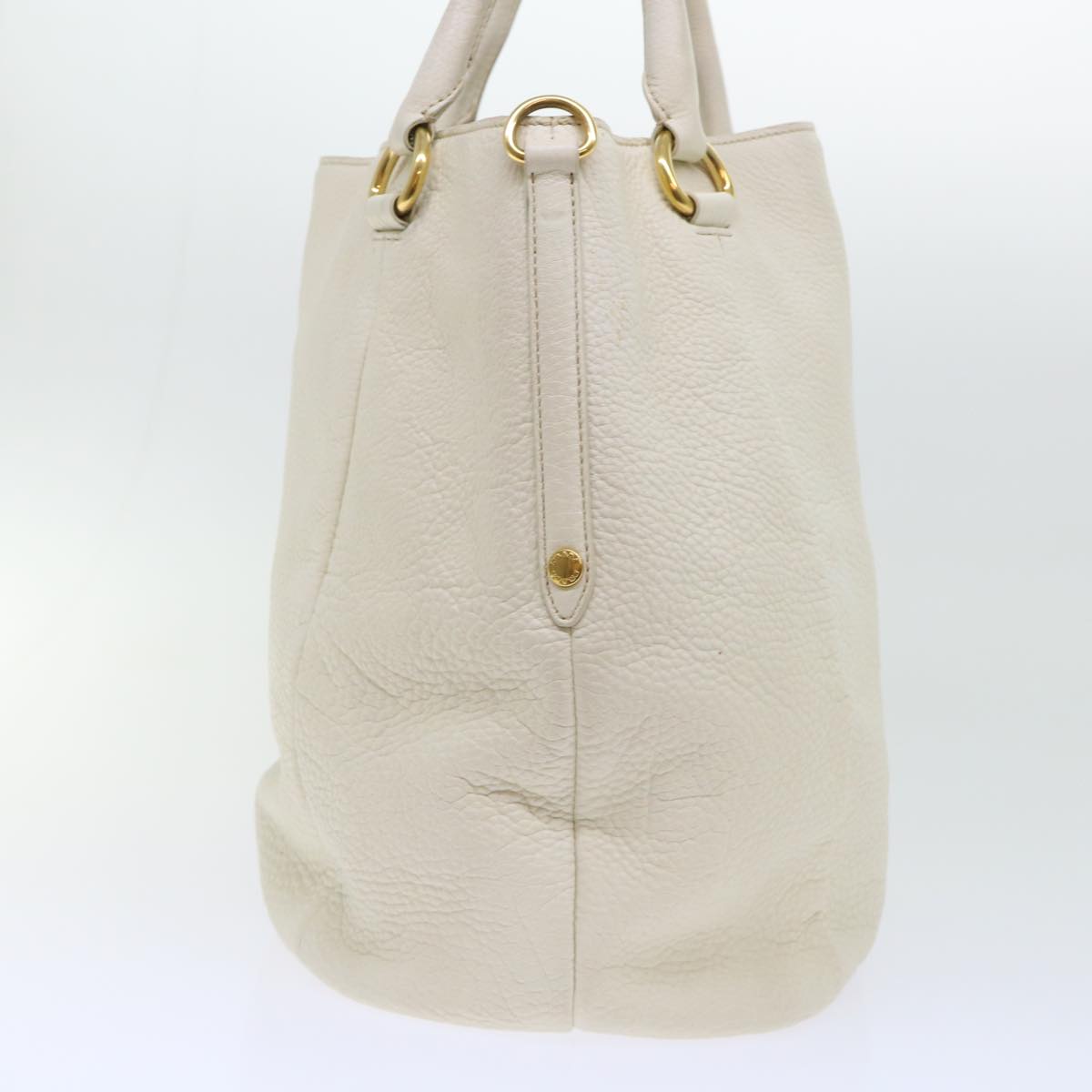 PRADA Shoulder Bag Leather White Auth bs7829