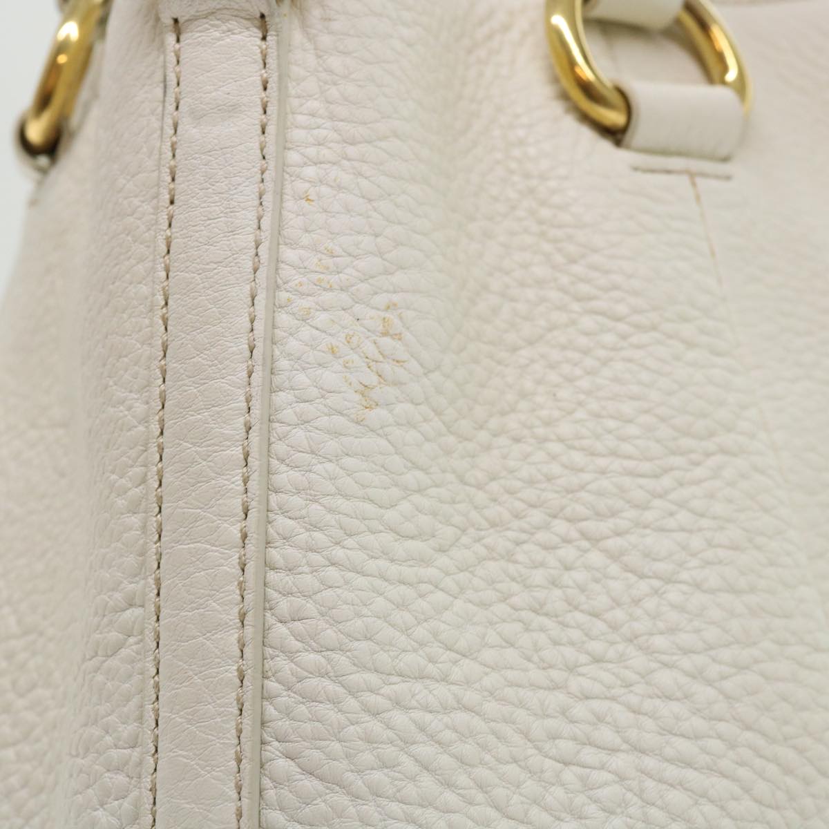 PRADA Shoulder Bag Leather White Auth bs7829