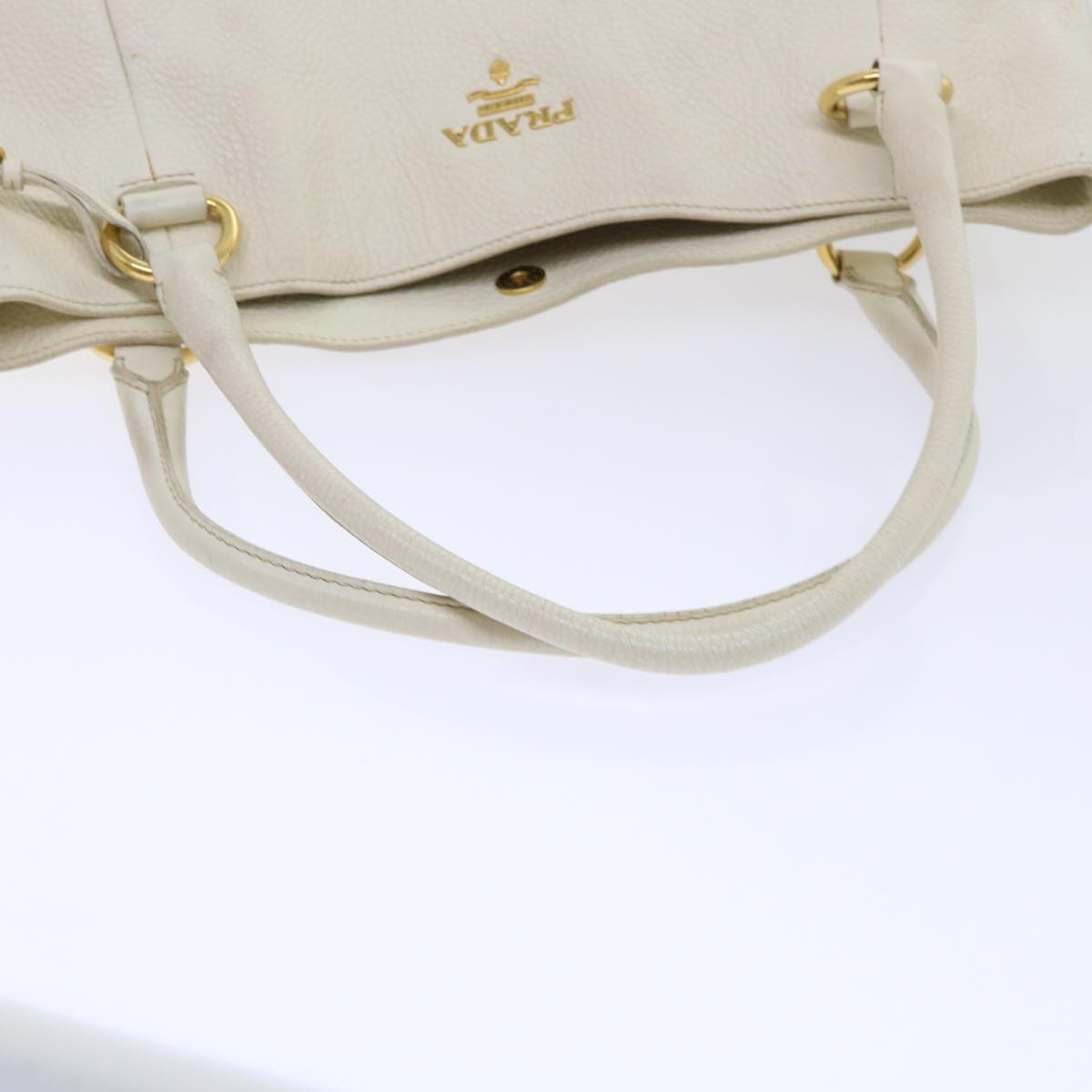 PRADA Shoulder Bag Leather White Auth bs7829