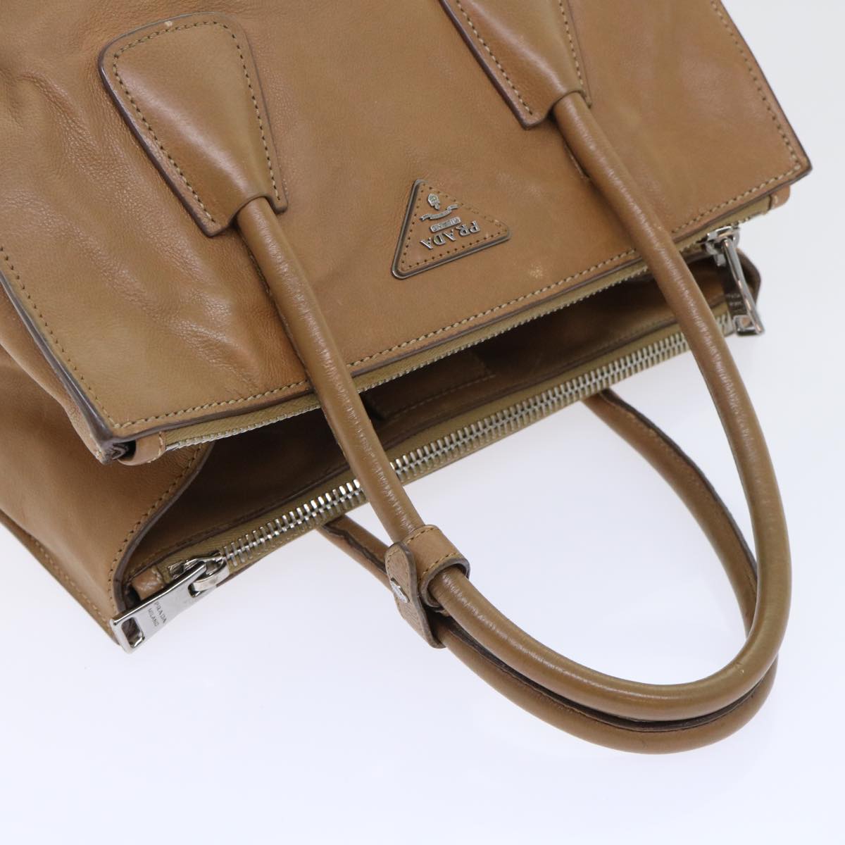 PRADA Hand Bag Leather 2way Brown Auth bs7831