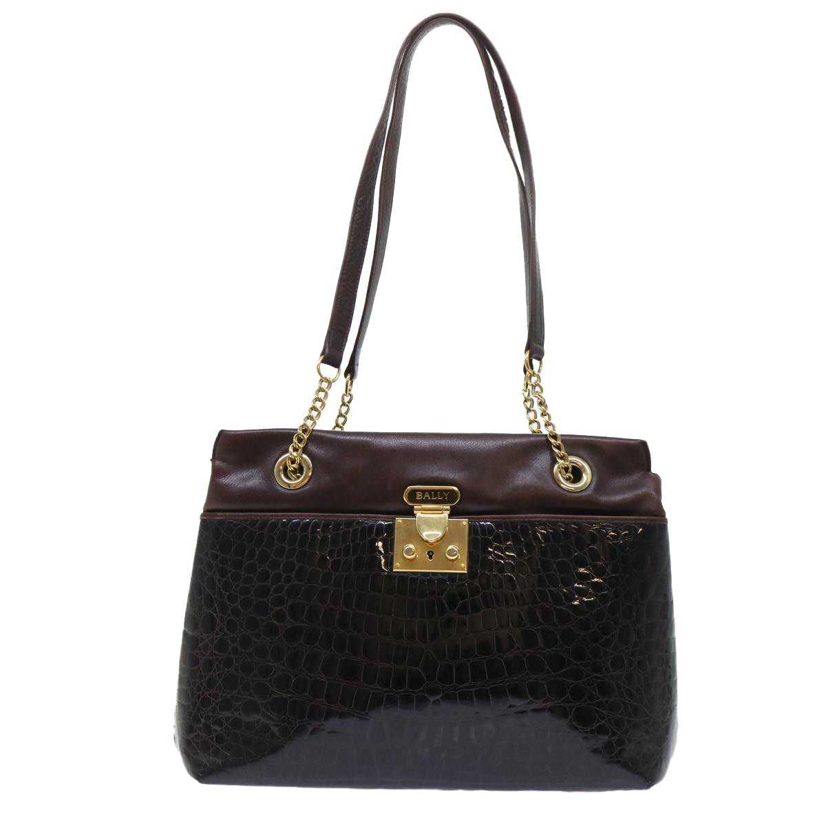 BALLY Shoulder Bag Leather Brown Auth bs7832