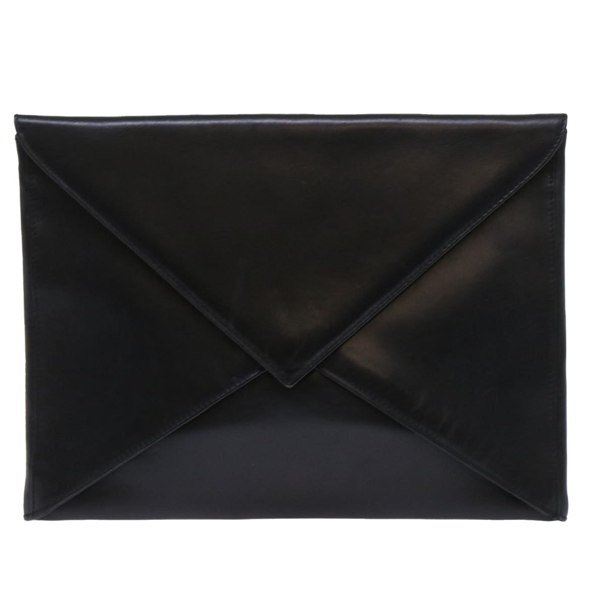 Gianni Versace Clutch Bag Leather Black Auth bs7833